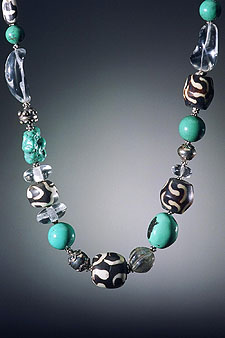 African Trade Bead and Chinese Turquoise Necklace