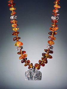 Cognac Baltic Amber Nugget Necklace