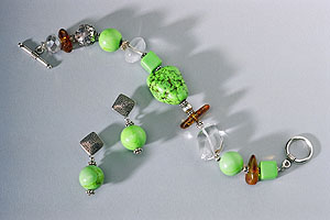 Lime Green Turquoise Bracelet and Earrings