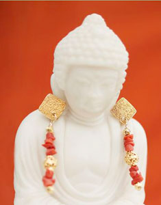 Coral earrings with gold vermeil